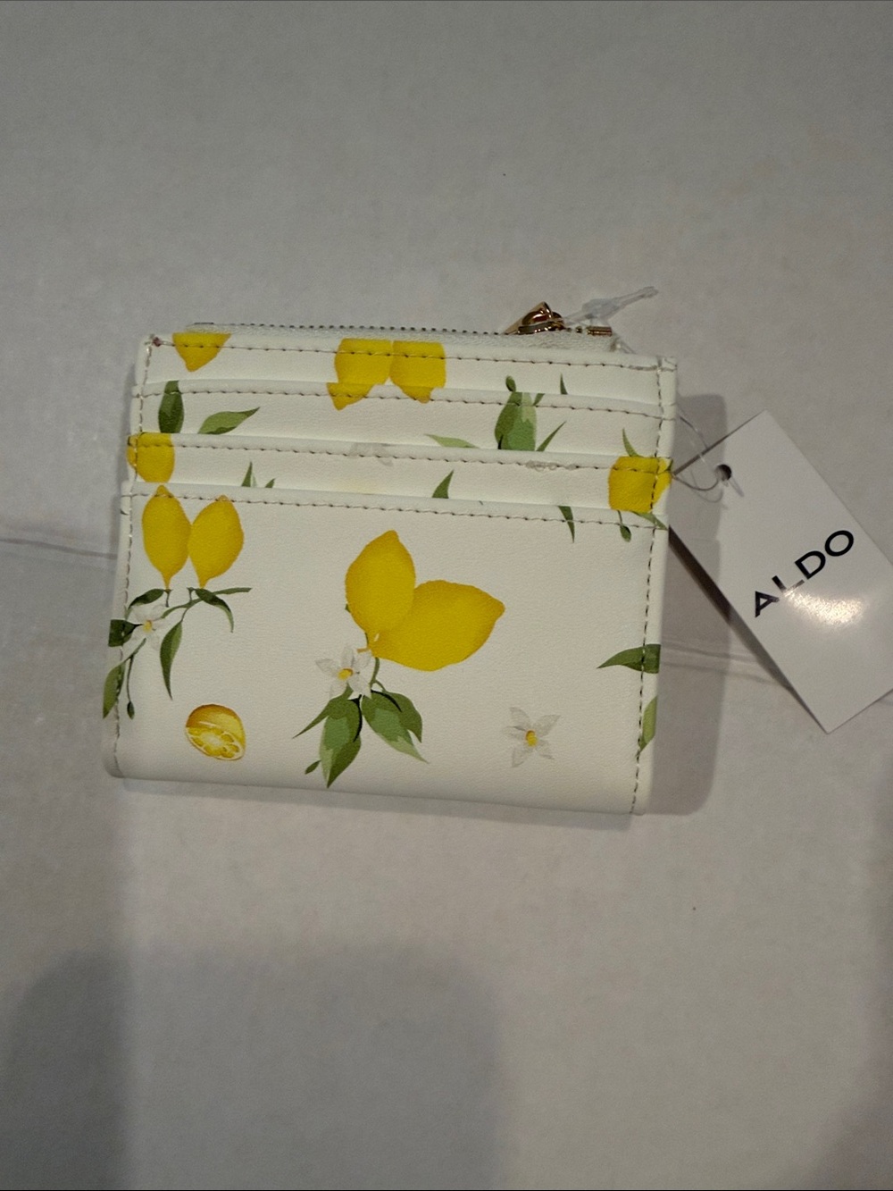 Aldo White Lemon Print Trifold Wallet - Picture 2 of 3